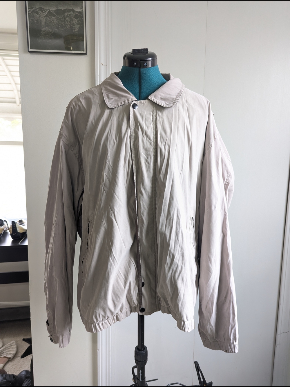 Vintage Light Gray Men's Lightweight Zip-Front Golf Jacket